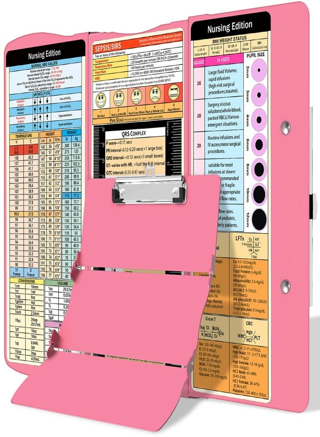 Trustnice Nursing Clipboard Foldable Clipboard Medical: Edition Cheat Sheets Aluminum 3 Layers Foldable Clipboards Nursing Pocket Size Profile Clip Nurse Clipboards Notepad for Nurses Students and Doctors - Image 1